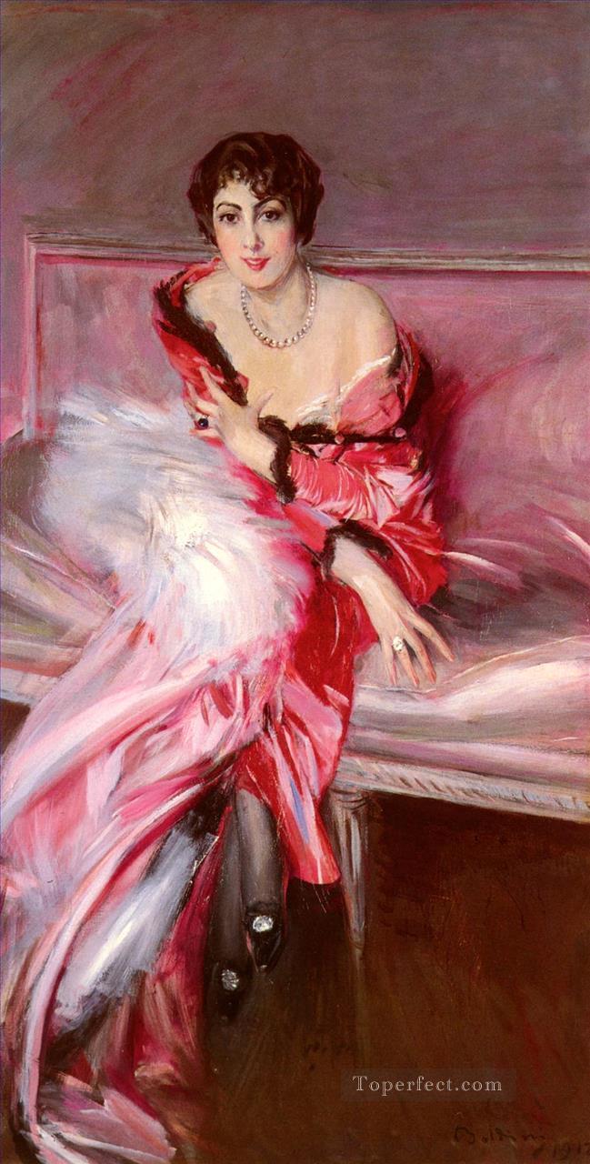 Portrait Of Madame Juillard In Red genre Giovanni Boldini Oil Paintings